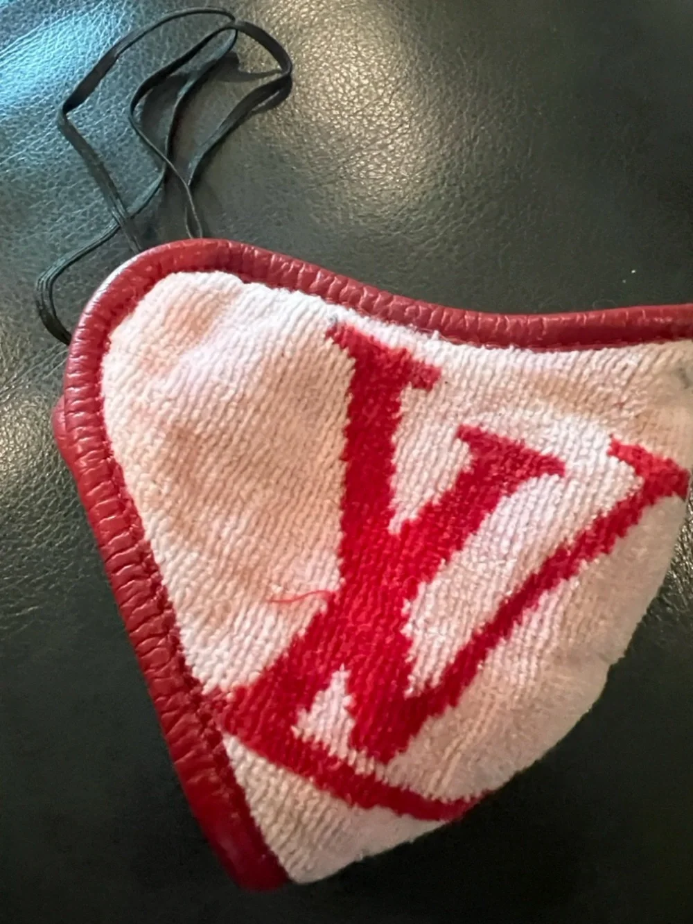 Authentic Louis Vuitton Pink Face Mask with Red Logo Trim - Picture 2 of 8